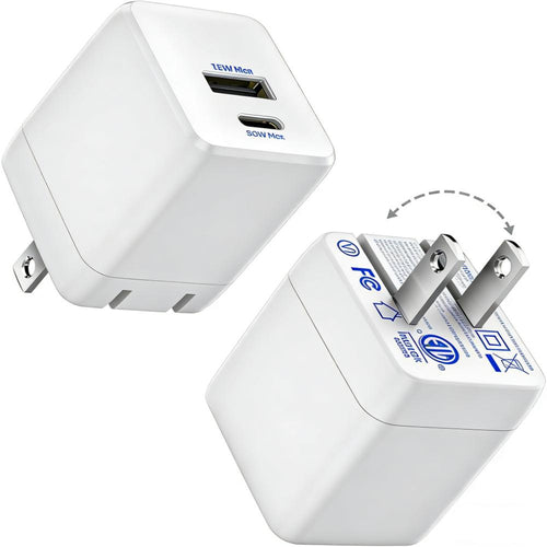 30W GaN 2-Port Charger (USB-C + USB-A) with Foldable Plug