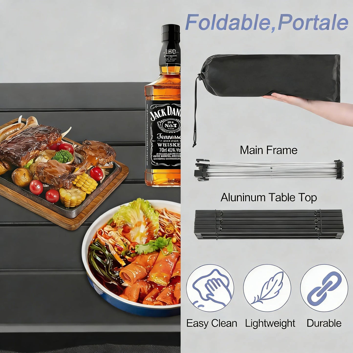 Ultralight Portable Camp Table, Aluminum with Carry Bag