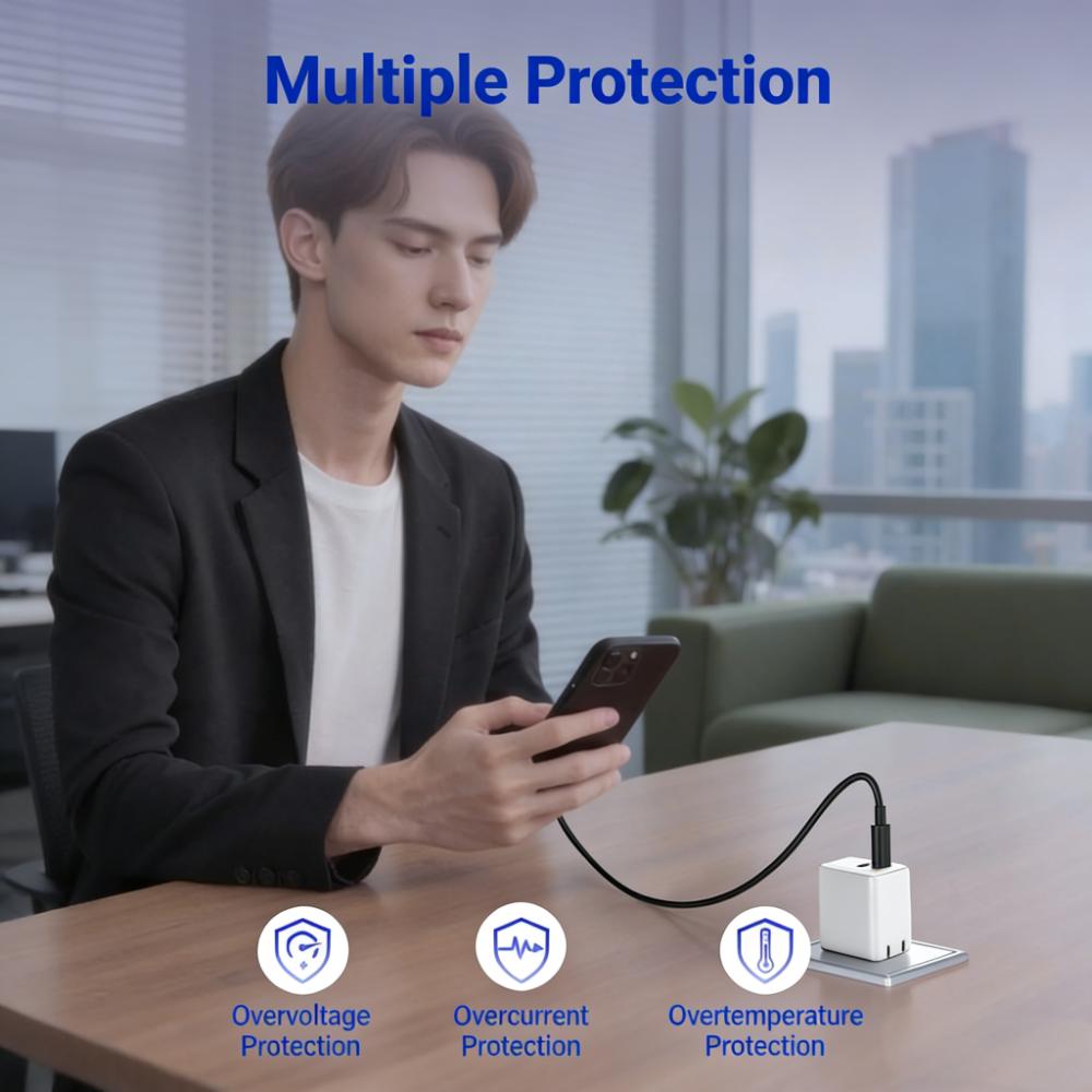 30W GaN 2-Port Charger (USB-C + USB-A) with Foldable Plug