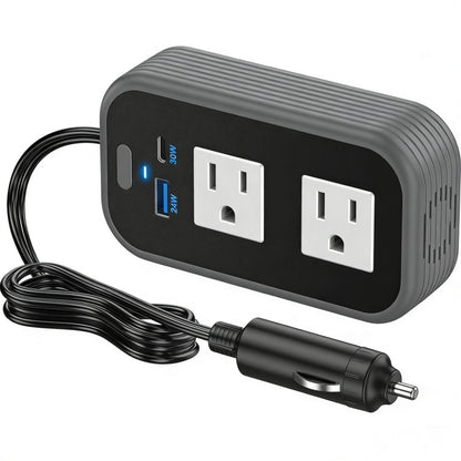 200W Portable Car Power Inverter with 4-Port Fast Charging (2 AC + 1 USB-C + 1 USB-A)