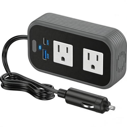 200W Portable Car Power Inverter with 4-Port Fast Charging (2 AC + 1 USB-C + 1 USB-A)