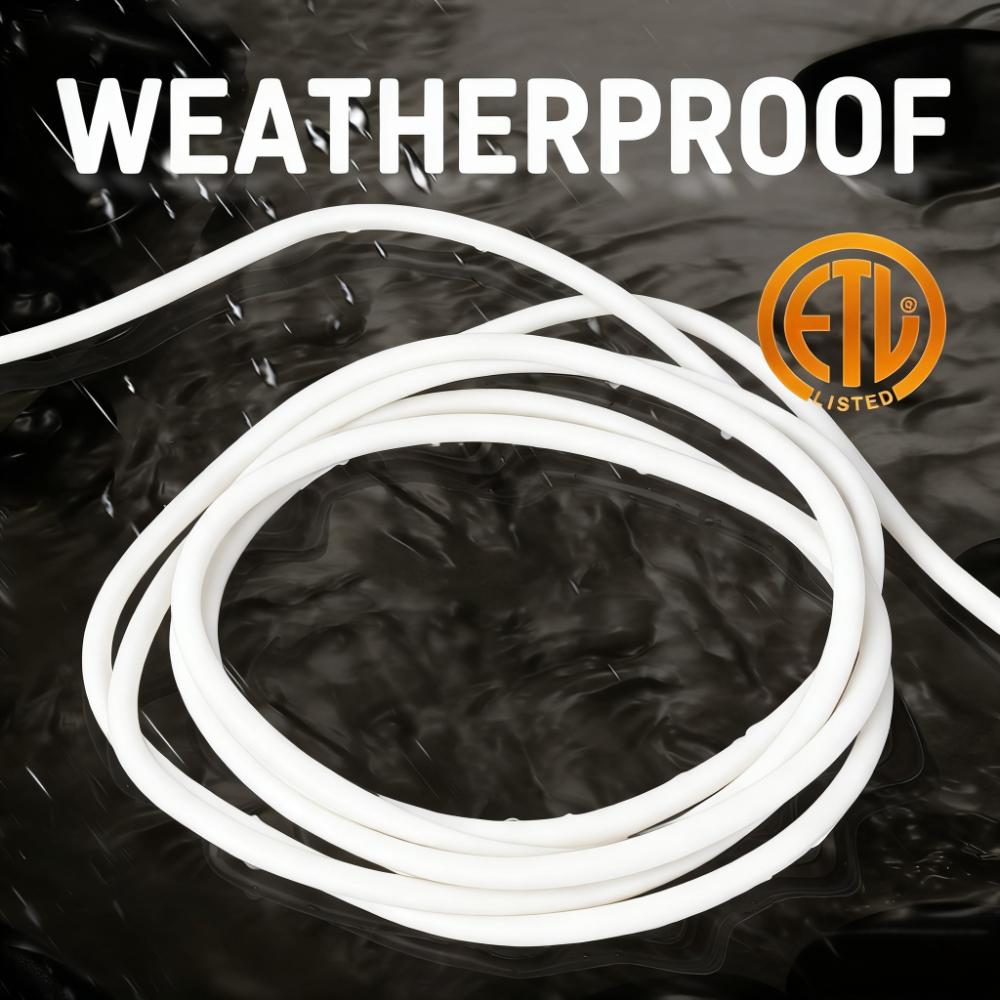 8FT Weatherproof 3-Prong Extension Cord (16AWG, 1625W Max)