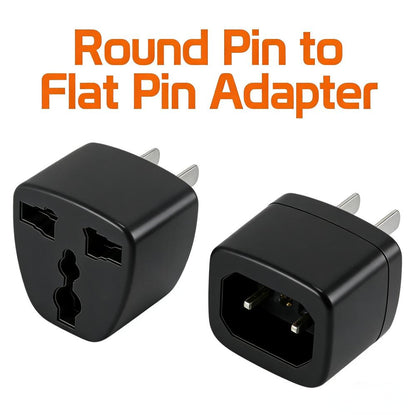 2-Pack Universal Travel Plug Adapter (UK/EU/AU to US Flat Prong)